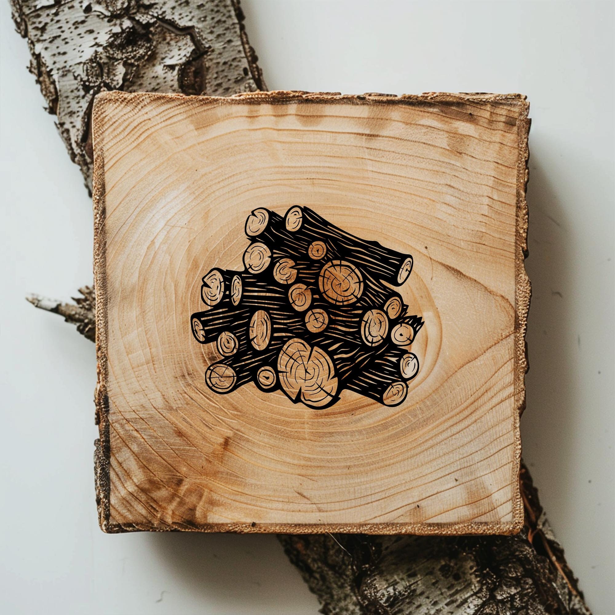 Wooden Logs Tree Log PNG Bundle SVG DXF Laser Burn Wood Engrave ...