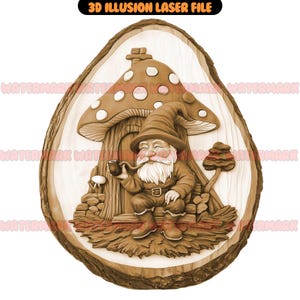 Gnome 3D Illusion Laser Files Laserdatei Laser Burn PNG Lightburn - 4 Different PNG for Your Project