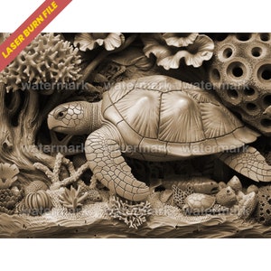 Laser Burn PNG | 3D Illusion | Laser File | Wood Engrave | Laser Ready | Digital Design File | Xtool | Glowforge | Sea Turtle