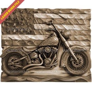 Laser Burn PNG | 3D Illusion | Laser File | Wood Engrave | Laser Ready | Digital Design File | Xtool | Glowforge | Motorcycle