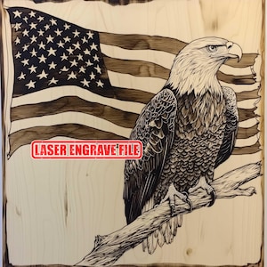 Bald Eagle on Branch 3D Illusion Laser Engrave File PNG File SVG File | Laserdatei | Laser Burn Lightburn | High Quality Laser Engrave File