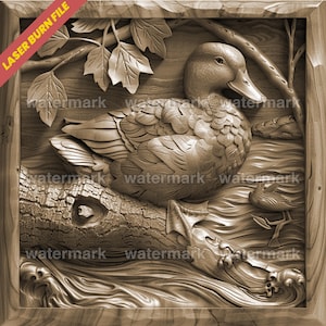 Laser Burn PNG | 3D Illusion | Laser File | Wood Engrave | Laser Ready | Digital Design File | Xtool | Glowforge | Duck Lake Scene