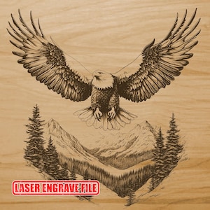 Eagle and Mountain Laser Engrave SVG File PNG File Laser File | Laserdatei | Laser Burn Lightburn | High Quality Laser Engrave File |