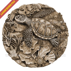 Laser Burn PNG | 3D Illusion | Laser File | Wood Engrave | Laser Ready | Digital Design File | Xtool | Glowforge | Sea Turtle