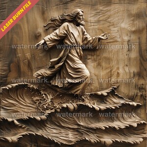 Laser Burn PNG | 3D Illusion | Laser File | Wood Engrave | Laser Ready | Digital Design File | Xtool | Glowforge | Jesus on Water Walking