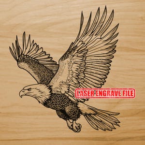 Bald Eagle Flying 3D Illusion Laser Engrave File PNG File SVG File | Laserdatei | Laser Burn Lightburn | High Quality Laser Engrave File |