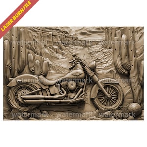 Laser Burn PNG | 3D Illusion | Laser File | Wood Engrave | Laser Ready | Digital Design File | Xtool | Glowforge | Motorcycle