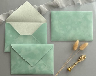 Enveloppes en velours turquoise - lot de 20 | A7 - 5,0 x 7,0 pouces (13,5 x 19 cm) | Enveloppes de mariage en velours | Enveloppes pour cartes de mariage