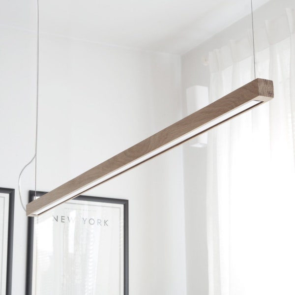 Minimalist Ash Wood Linear LED Pendant | 1000mm Oak Ceiling Light | Sleek Modern Wood Lighting for Contemporary Spaces