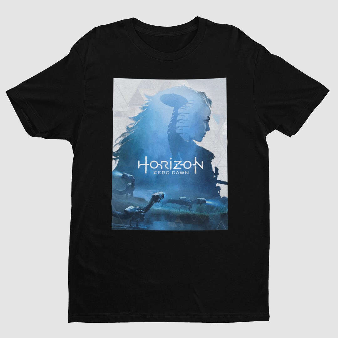 camisa de desenho arte game horizon personalizado -... Horizon Zero Dawn Key Art Premium Unisex T Shirt | Exclusive Design ...