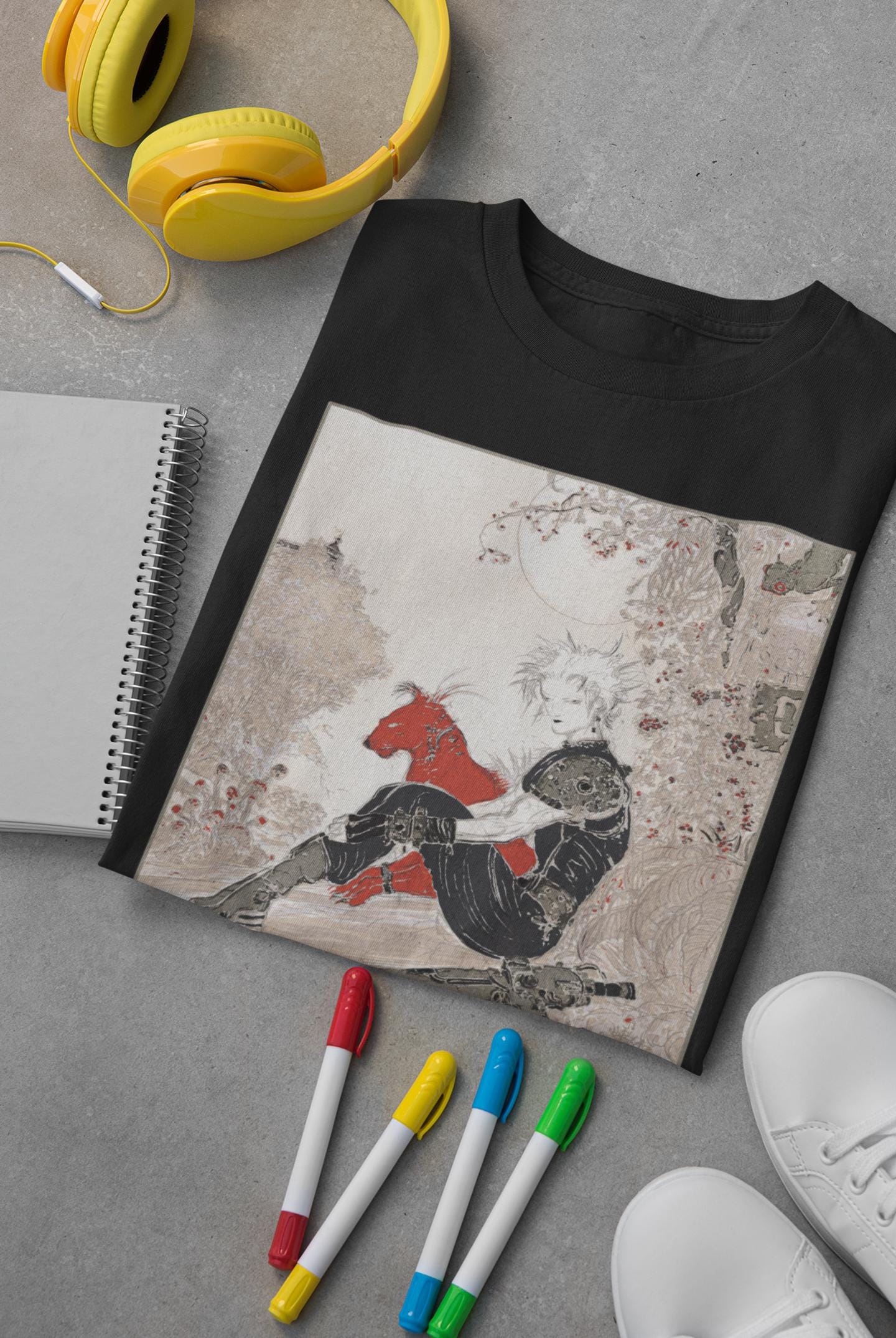 ファイナルファンタジーVII Tシャツ：クラウド＆レッドXIII、天野喜孝