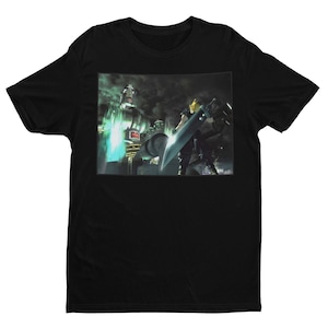 Cloud Strife confronts Midgard  FFVII OG Premium Unisex T-shirt | Classic Key Art | Gifts for Him, Her, Final Fantasy Fans and Collectors