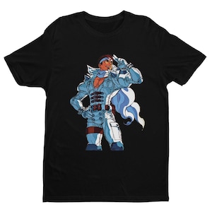 Jin Saotome Salute Premium Unisex T-shirt | Classic Arcade Game | Gifts for Him, Her, Fans and MVC Collectors