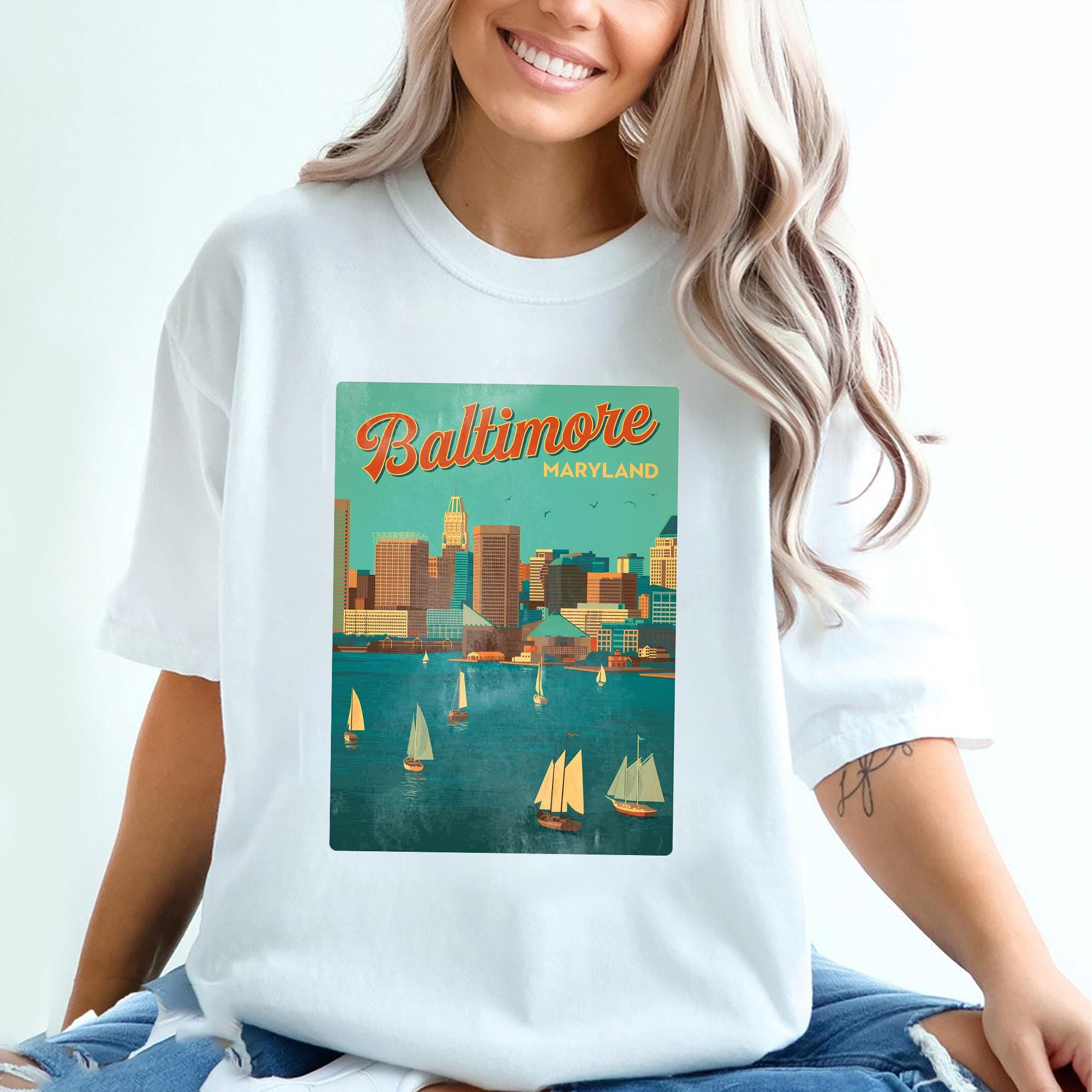 Maryland T-shirt: Baltimore Skyline Comfort Colors Tee Israel