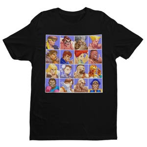Super Street Fighting 2 Turbo Retro Arcade Premium Unisex T-shirt | Character Portraits | Gifts for Him, Her, SF Game Fans and Collectors