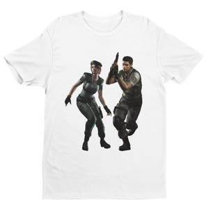 Jill Valentine & Chris Redfield Residenz Böse V1 Premium Unisex T-shirt | Geschenke für Ihn, Sie, Fans von Spielen und Sammler