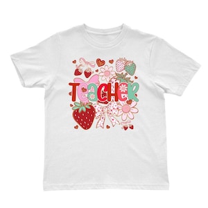 Strawberry Teacher Shirt: Comfort Colors Gingham Tee