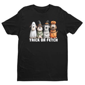 Camiseta &quot;Gostosuras ou Buscas&quot;, Cachorro Fantasma Bonito, Camiseta de Halloween, Camiseta Fantasma, Camiseta para Amantes de Cachorros, Camiseta de Cachorro para o Halloween, Temporada Assustadora
