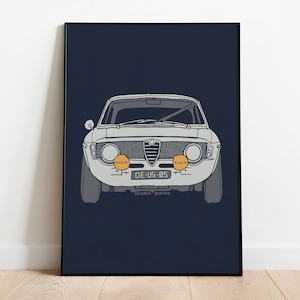 Poster Deus Ex Machina Alfa Romeo, stile vintage e retrò personalizzato, cultura motociclistica, arte murale