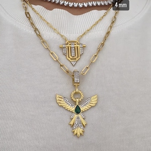 Cz Phoenix Firebird Pendant Necklace, Link Chain Necklace, reborn Simurg Necklace, Ancient Necklace, Cz Diamond, 925 Solid Silver Necklace