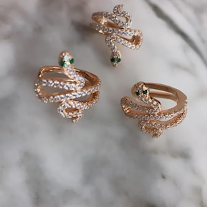 Pave CZ Snake Ear Cuff, Cartilage Snake Ear Cuff Earrings, Snake Shaped Earring, Serpent Conch Earrings, 925 Solid Silver No Pierced Earring
