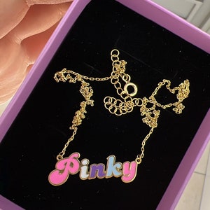 Multicolor Enamel Name Necklace, Personalized Necklace, Enamel Custom Letter Name, Unique Gift for her, 925 Solid Silver, Persolanized Gift