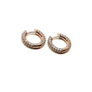 Pave CZ Huggie Hoop Earrings, İnfinity CZ Hoop Earrings, Chunky Earrings, Dome Earrings, 925 Solid Silver, White Stone Micro Pave Earrings