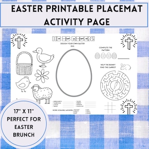 Easter Brunch Activity Placemat | Sunday School Easter Coloring Page
