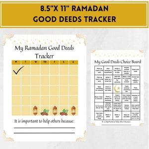 Ramadan Kids Good Deed 30 Day Tracker | Ramadan 30 Acts of Kindness | Kids Habit Tracker