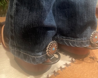 Hem Hikers--Antique Silver and Copper Floral 1.25 Inch Western Concho