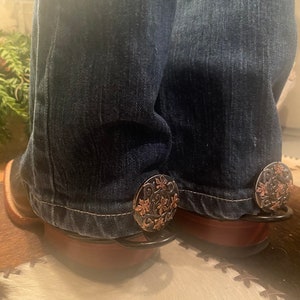Hem Hikers--Copper Flowers on Antique Silver 1.5 Inch Western Concho