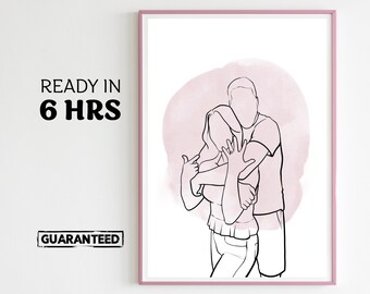 Line Drawing, Illustration Printables, Illustration Art, Personalised Gift, Wedding anniversary, Friendship Portrait, Digital Art, Gifts Him