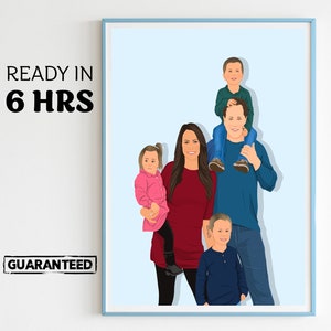 custom family portrait, family faceless drawing, gift for family, gift for dad, housewarming gift for mom, minimal painting, faceless art