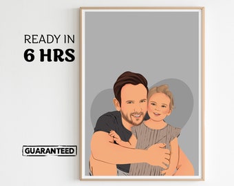 Personalized Faceless Dad Portrait: Custom Family Drawing (Digital File)