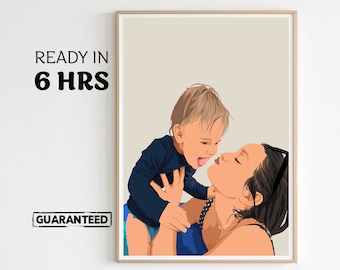 Mother and Baby painting, Custom Faceless Portrait, Gift For Mothers Fay, Custom Drawing,Family Portrait, Baby shower, Gift for Mom