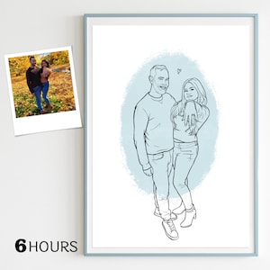 Benutzerdefinierte Heiratsantrag Zeichnung, Hochzeit Illustration Idee, Valentinstag Geschenk, benutzerdefinierte Porträt für ihn, Verlobungsskizze des Paares, Liebe Bild 1