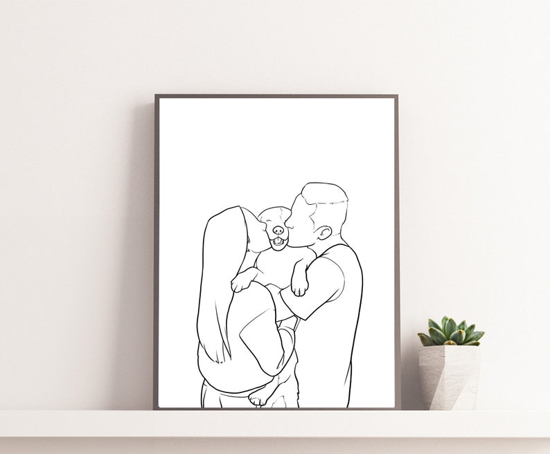 Soulmate Gift Ideas, Illustration Prints, Line Art Gifts, Portrait Art Prints, Personalised Gift, Gift For Mom, Gift For Mother, Gift Dad image 2