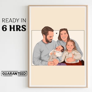 Regalo di famiglia personalizzato, ritratto personalizzato senza volto, regalo per papà, illustrazione personalizzata, ritratto di famiglia, illustrazione di famiglia, regalo per la mamma