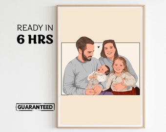 Custom Faceless Family Portrait: Personalized Illustration (Digital File)