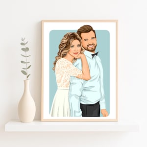 couple painting portrait from photo, custom wedding portrait, custom portrait from photo, gift for husband, custom  anniversary gift for him