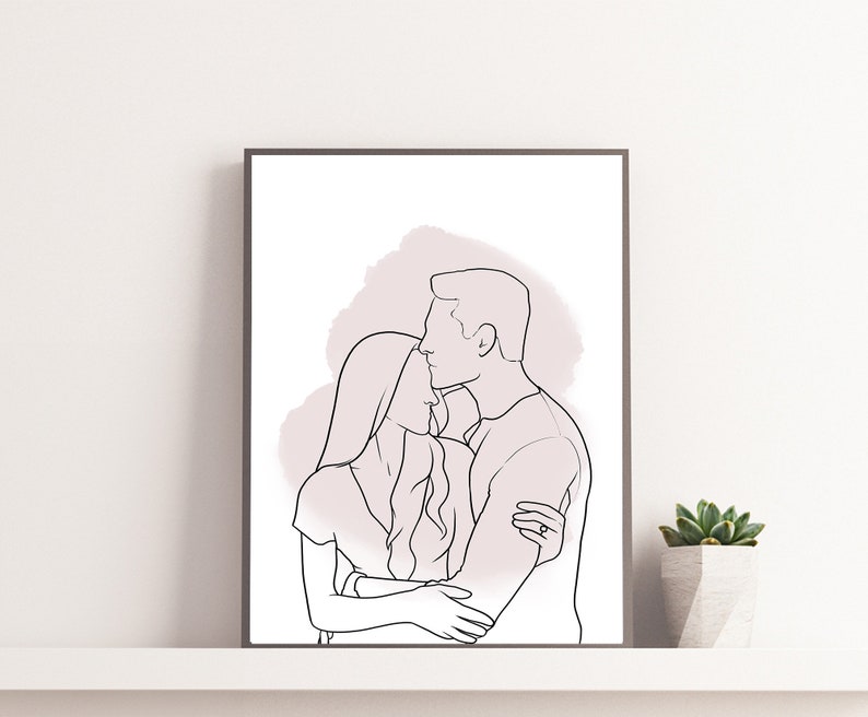 Personalisierte Zeichnung, Line Art, Portrait nach Maß, Familienportrait, Muttertagsgeschenk, Vatertagsgeschenk, Geschenk für Papa, Geschenk für Mama, Familie Bild 3