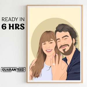 Dipinto di coppia personalizzato, illustrazione di fidanzamento, arte per inaugurazione della casa, regalo di fidanzamento, illustrazione personalizzata, ritratto di anniversario, regalo per lui