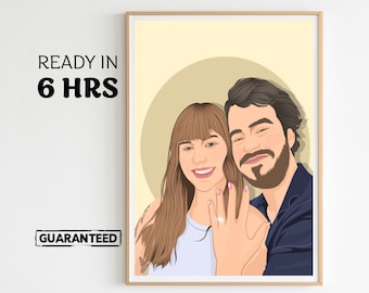 Retrato personalizado de pareja, ilustración de compromiso, regalo de aniversario (archivo digital)
