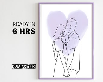 Personalized Line Art Portrait: Minimalist Family Drawing (Digital File)