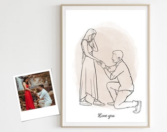 cadeau d'amour, Cadeau de proposition de mariage, cour, Peinture de proposition de mariage, peinture de couple, Le moment de la cour, Souvenirs de rencontres, amant