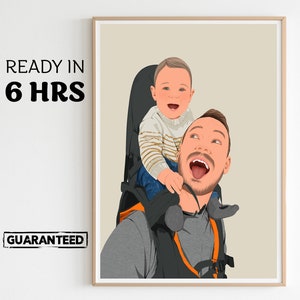 Regalo personalizzato per la festa del papà, ritratto personalizzato senza volto, regalo per papà, dipinto di padre e figlio, ritratto di famiglia, illustrazione di famiglia
