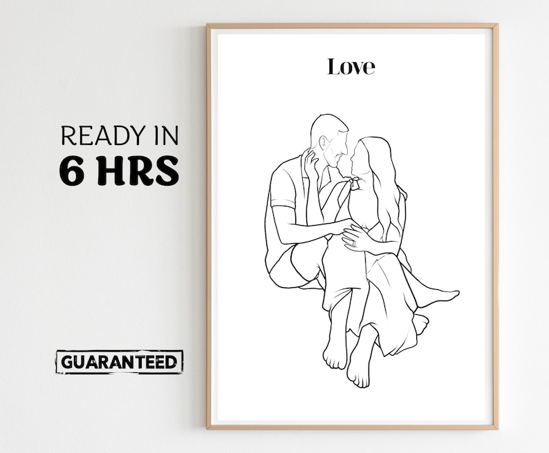 Couples Portrait, Line Artistic, Personalized Artwork, Minimalist Portrait, Gift for Him, Gift For Her, gift for boyfriend, Couple Gift zdjęcie 1