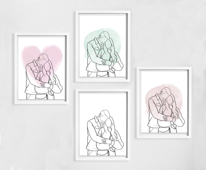 Décor dillustration, idées dimpression dart en ligne, illustration minimaliste, cadeau pour petite amie, portrait de couples, cadeau pour petit ami, idées cadeaux image 8