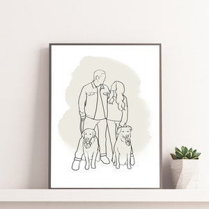 Personalisierte Zeichnung, Line Art, Portrait nach Maß, Familienportrait, Muttertagsgeschenk, Vatertagsgeschenk, Geschenk für Papa, Geschenk für Mama, Familie Bild 4