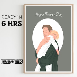 Personalized Gift For Husband, Faceless Portrait,  Cartoon Portrait Drawing, Gift For Father , Custom Gift For Family, Mom and Dan Portrait